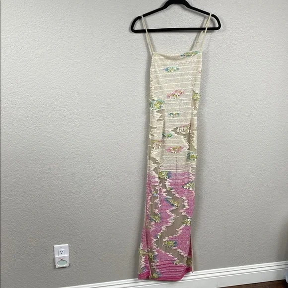 NWT La Fuori Whispering Blooms Ombre Embellished Sequin Tulle Gown Maxi Dress S - Picture 5 of 17